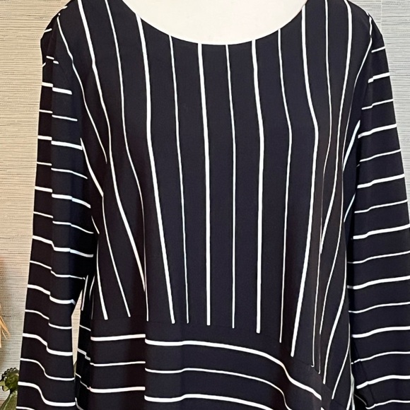 HABITAT Soho Stripe Swing Dress Shift Black White Womens Size Large Asymmetrical - Picture 3 of 9